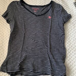 abercrombie navy blue and white striped tee